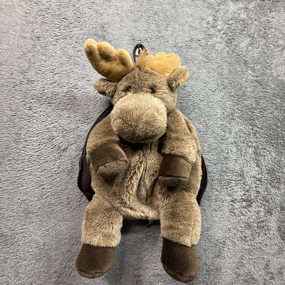 Vintage Rare Aurora Plush Moose Backpack M Brown Aurora World Inc